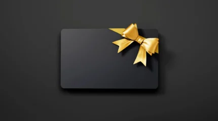 Black gift card with gold bow