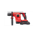 Red cordless rotary hammer drill with side handle
